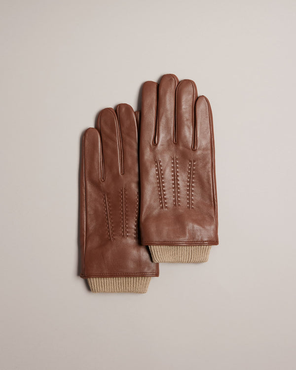 BALLAT-Gloves-Leather Gloves With Ribbed Cu- Ted Baker Romania